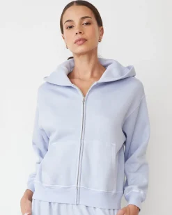 MONROW Teddy Fleece Relaxed Zip Up Hoody ICEYLILAC Best